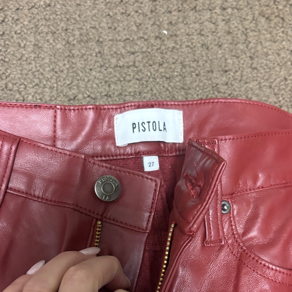 Pistola Cherry Red Leather Trousers